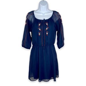 Sapphire Dolls Navy Embroidered Boho Dress Size S